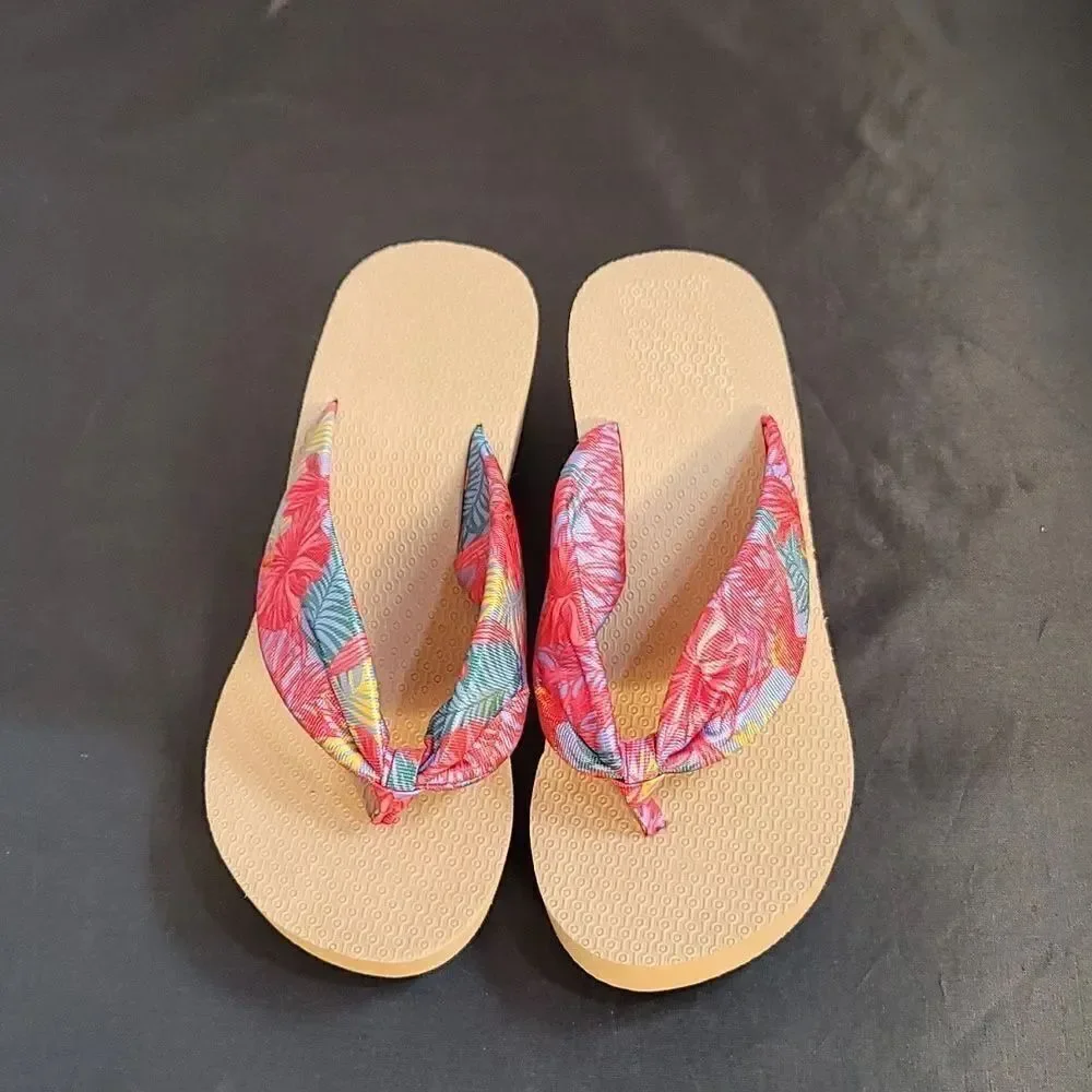 BRAND NEW PRINTED WEDGE FLIP-FLOP